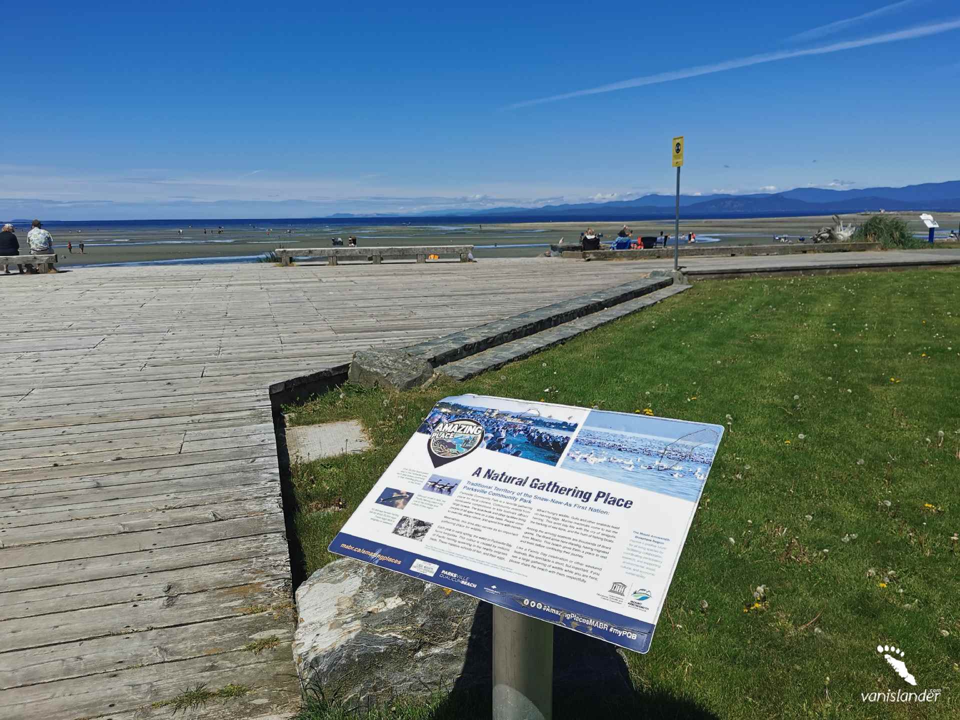 Info board view of Parksville Community Beach Park, Vancouver Island.